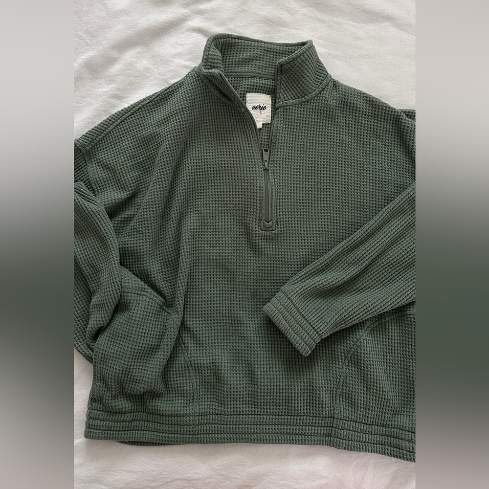 Aerie Waffle Quarter Zip Sweatshirt